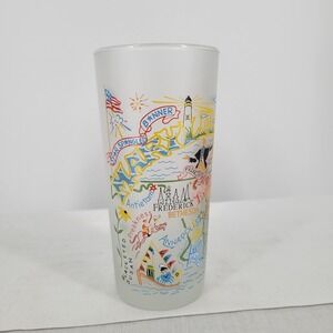 Catstudio Maryland Frosted Glass Tumbler Map State Souvenir Highball Glass 15oz